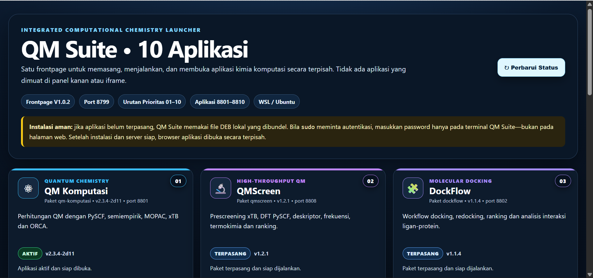 Tampilan Software QM Suite V1.0.2